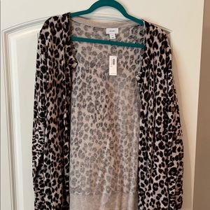 Leopard button down sweater